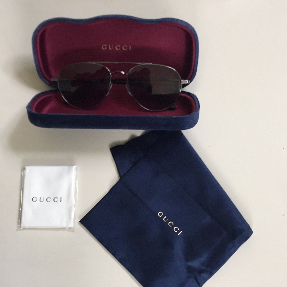 GUCCI – 56mm Aviator Sunglasses RUTHENIUM RUTHENIU - Picture 7 of 9